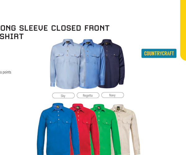 Lightweight Long Sleeve Half Placket Cotton Drill Shirt with Contrast Buttons