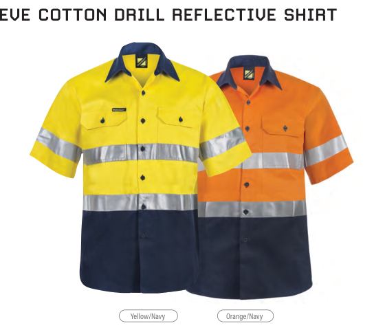 Hi Vis Two Tone Short Sleeve Cotton Drill Shirt with CSR Reflective Tape