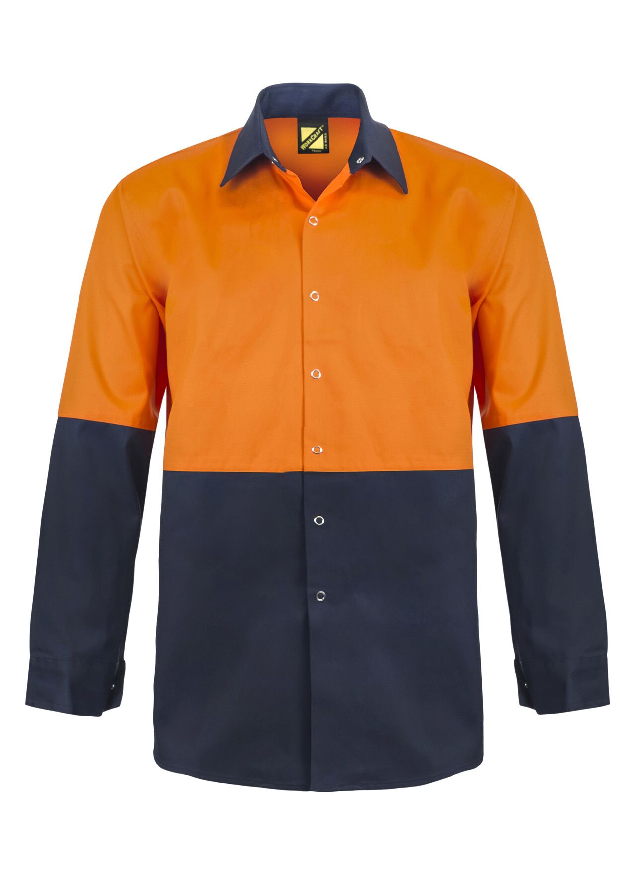 Hi Vis Long Sleeve Cotton Drill Food Industry Shirt with Press Studs and Spare Pockets