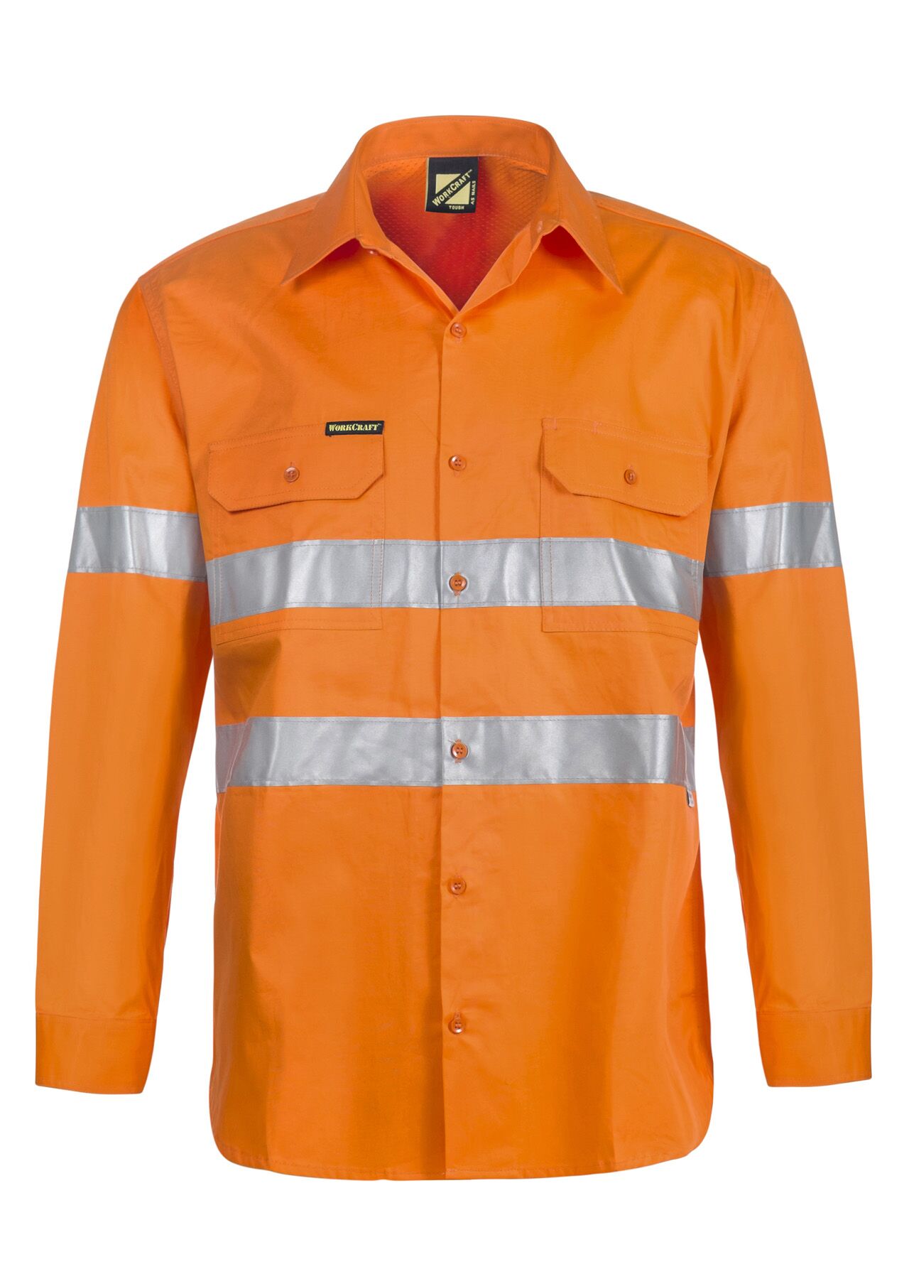 Lightweight Hi Vis Long Sleeve Vented Cotton Drill Shirt with CSR Reflective Tape