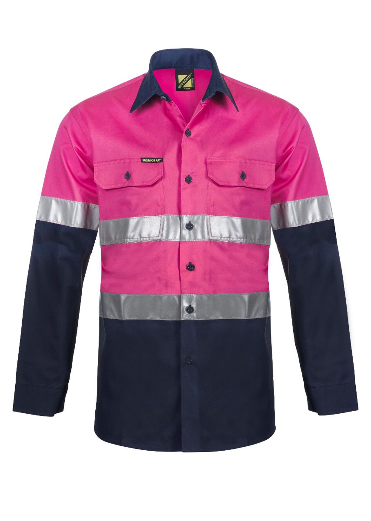 Lightweight Two Tone Long Sleeve Vented Cotton Drill Shirt with CSR Reflective Tape - Night Use Only