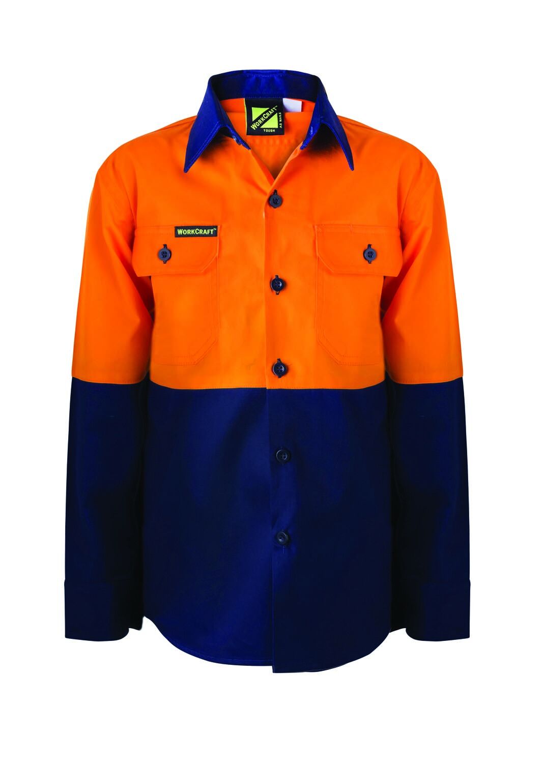Kids Lightweight Hi Vis Long Sleeve Cotton Drill Shirt