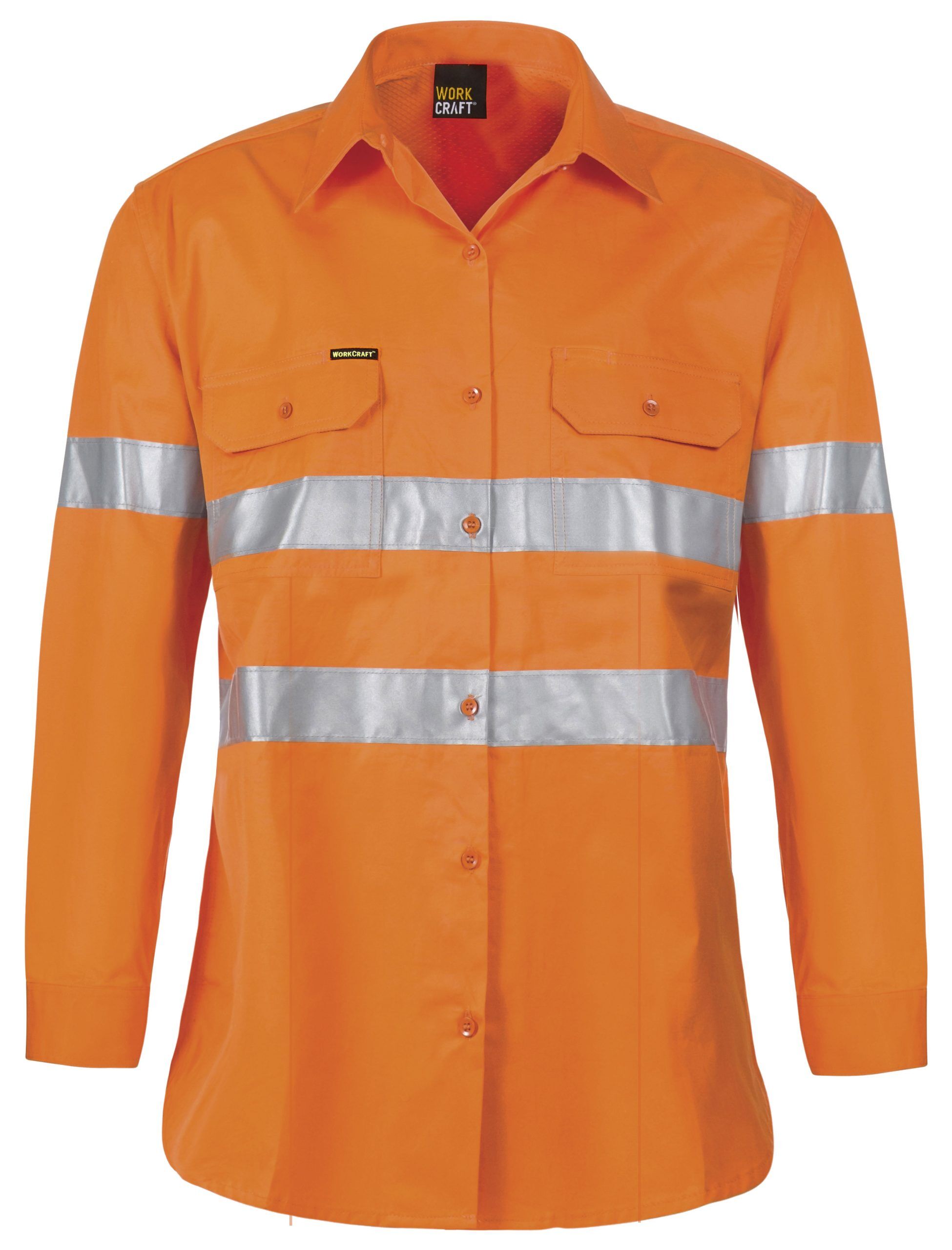 Ladies Workwear Hi Vis Shirt with CSR-1325 Tape 100 Wash, mesh underarms & yoke