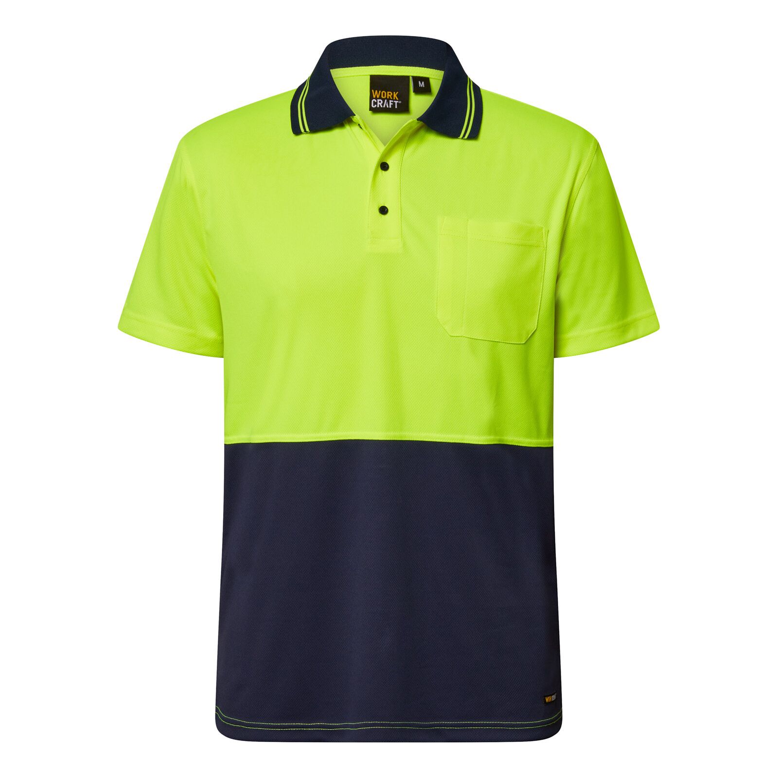 Hi Vis Two Tone Short Sleeve Micromesh Polo with Pocket