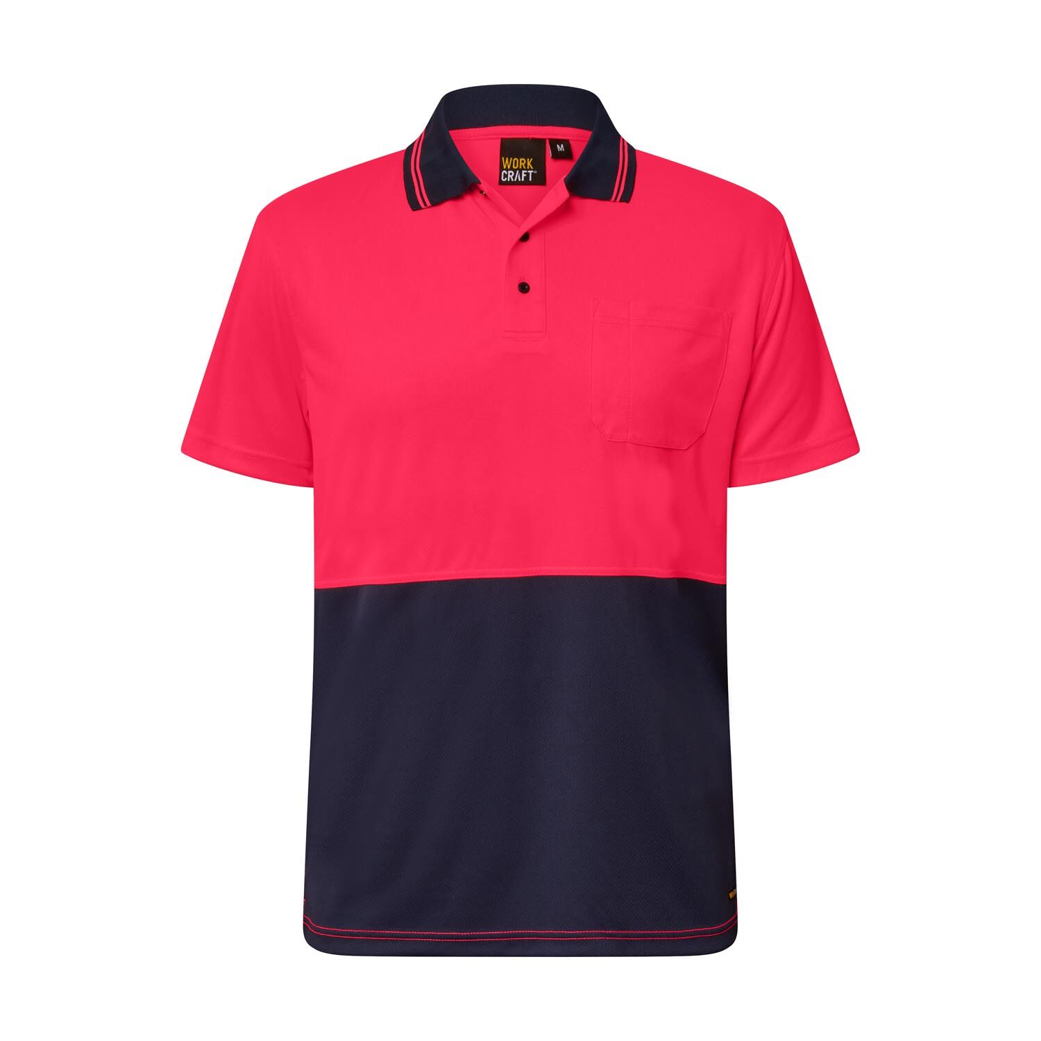 Hi Vis Two Tone Short Sleeve Micromesh Polo with Pocket