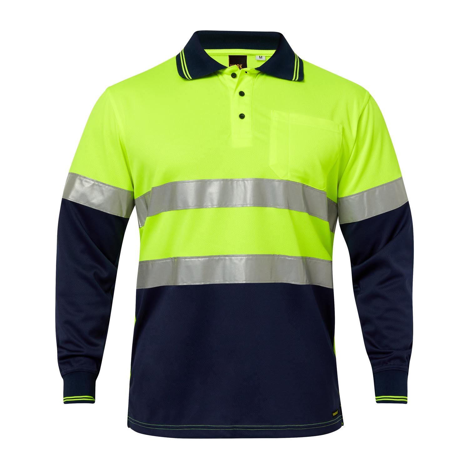 Hi Vis Two Tone Long Sleeve Micromesh Polo with Pocket and CSR Reflective Tape