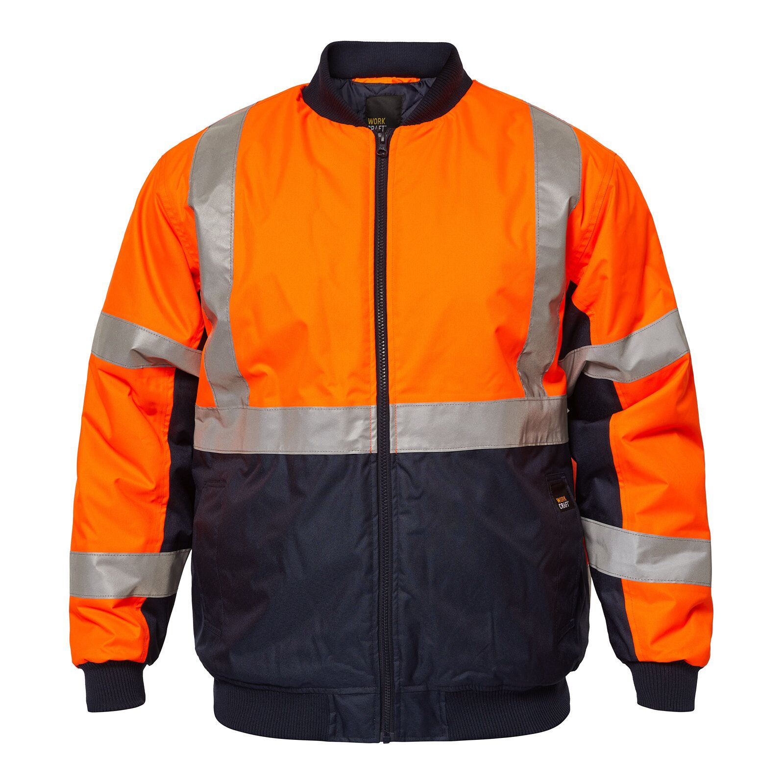 Hi Vis Reflective Bomber Jacket with X Pattern Tape